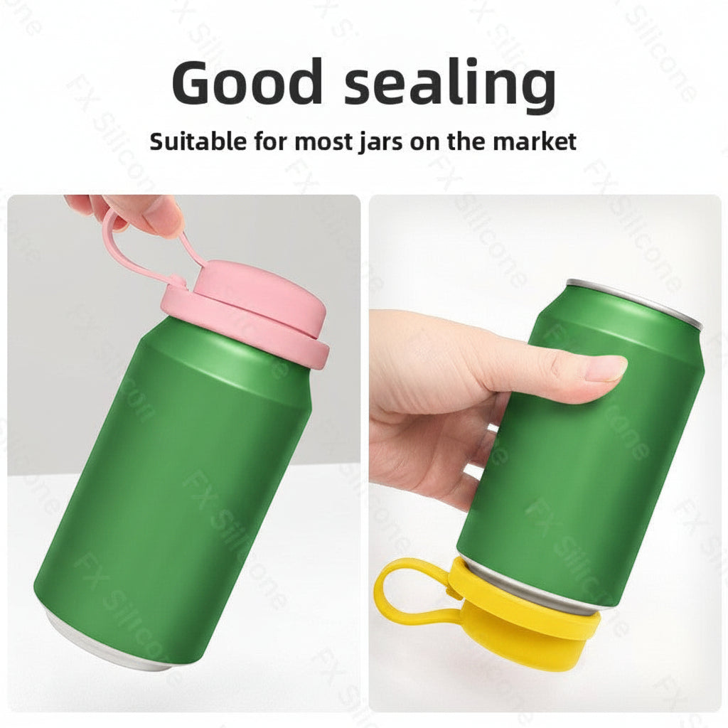 Universal Silicone Soda Can Lids with Built-In Straw Set