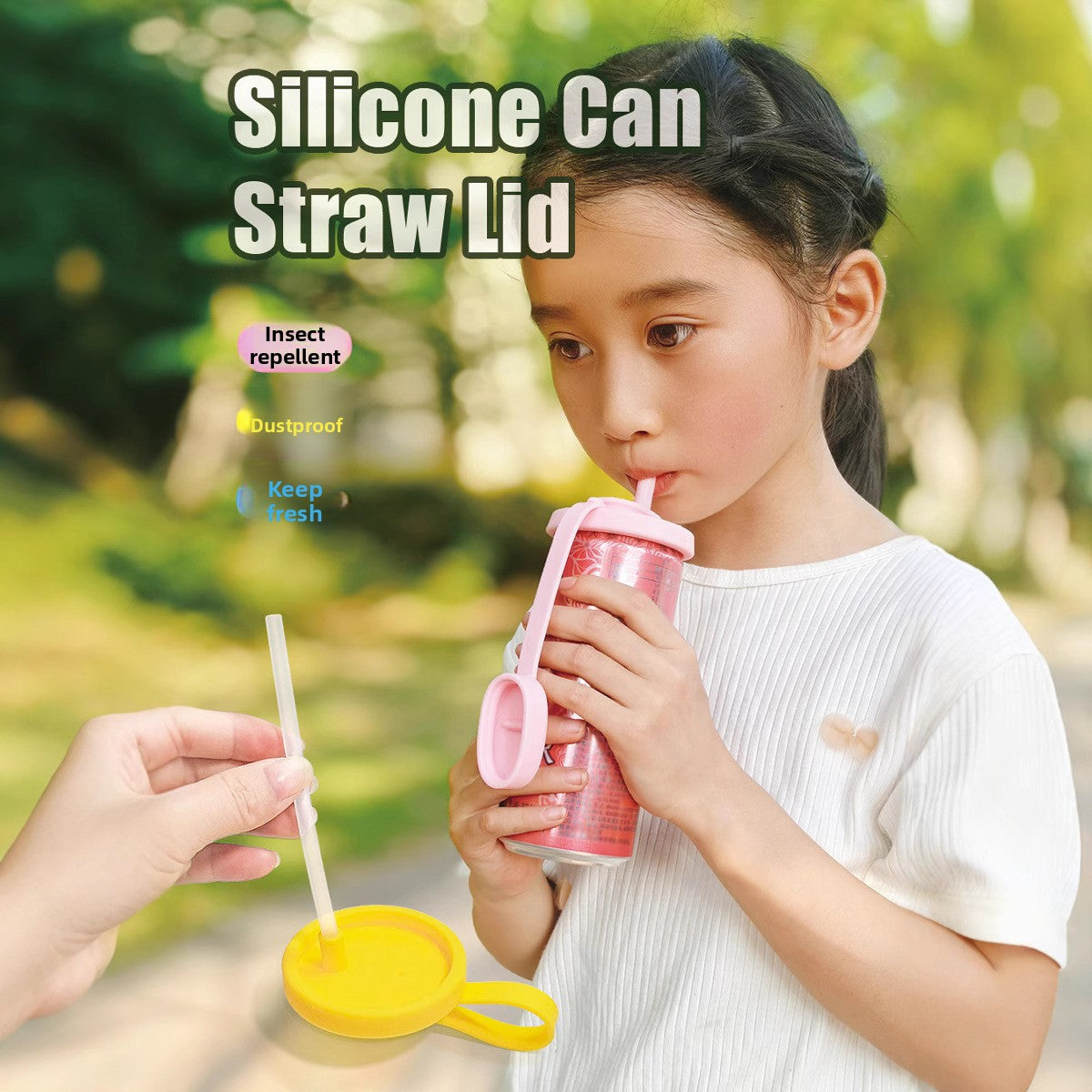 Universal Silicone Soda Can Lids with Built-In Straw Set